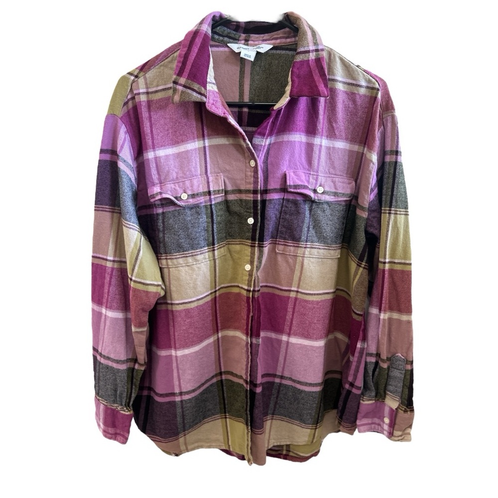 Old Navy Multicolor Plaid Flannel Button Down Shirt| Size Large